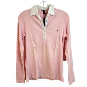 Gant GNH Neat Lightweight Rugger Polo Womens Size Medium Light Pink White NWT